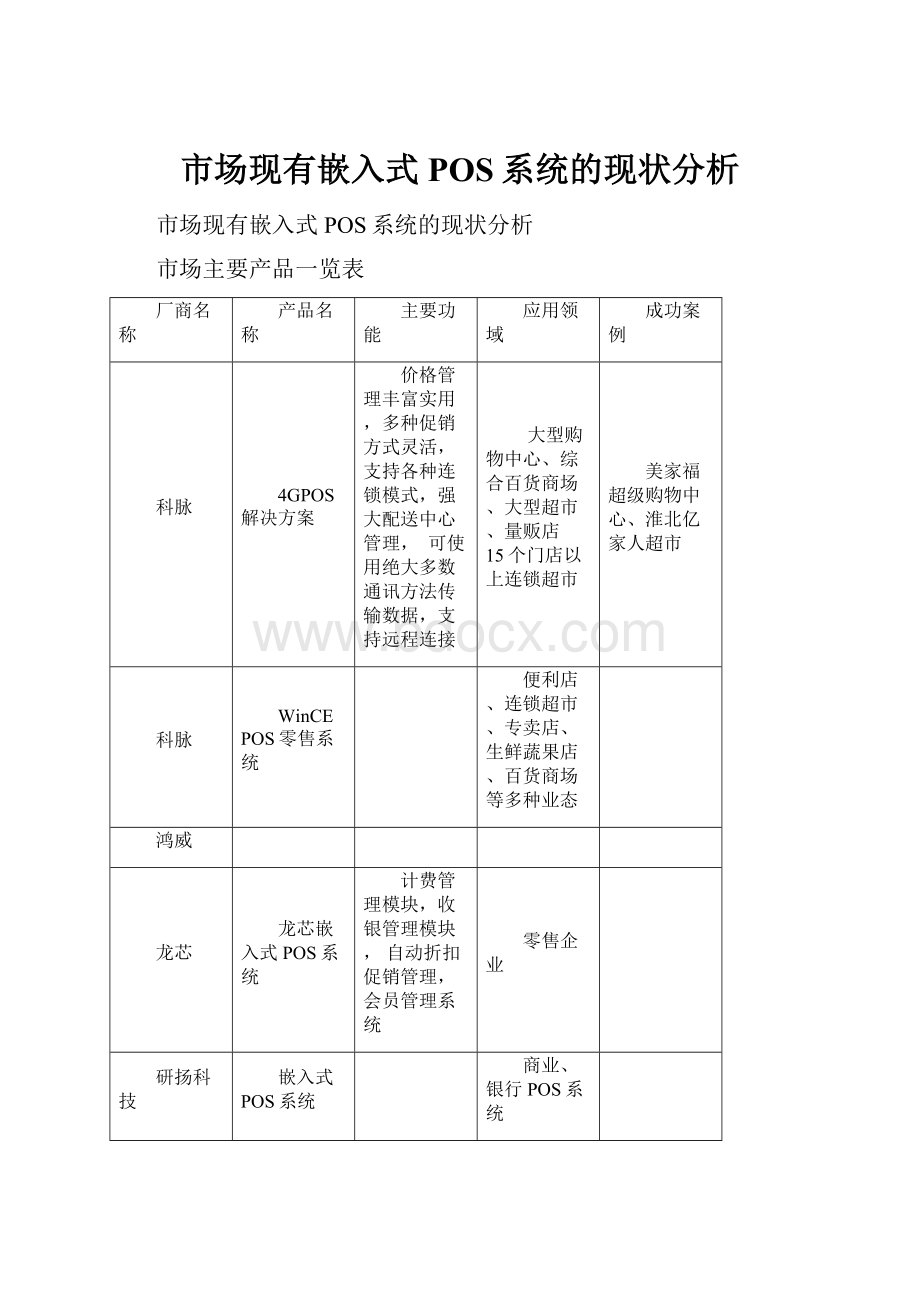 市场现有嵌入式POS系统的现状分析.docx_第1页