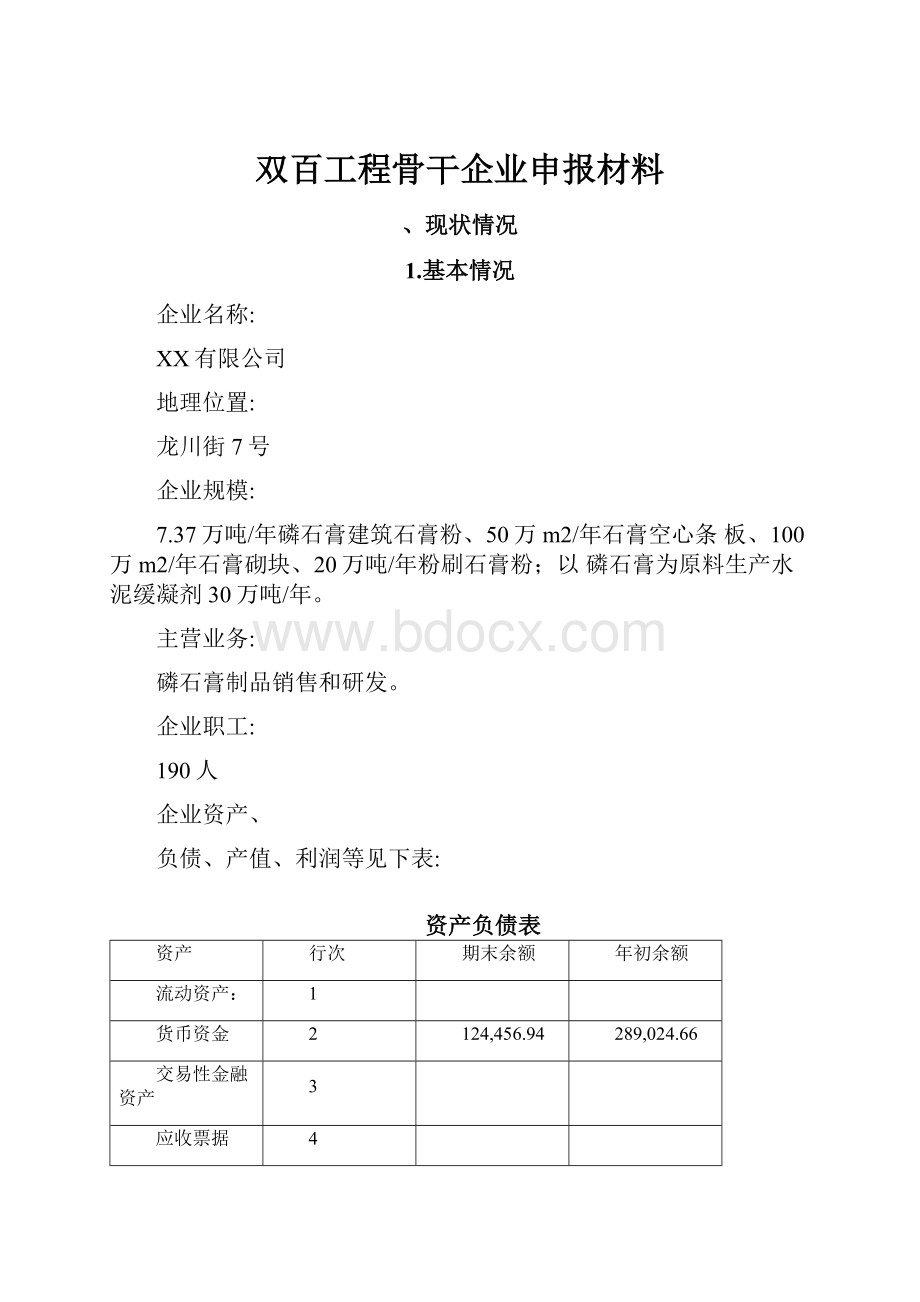 双百工程骨干企业申报材料.docx