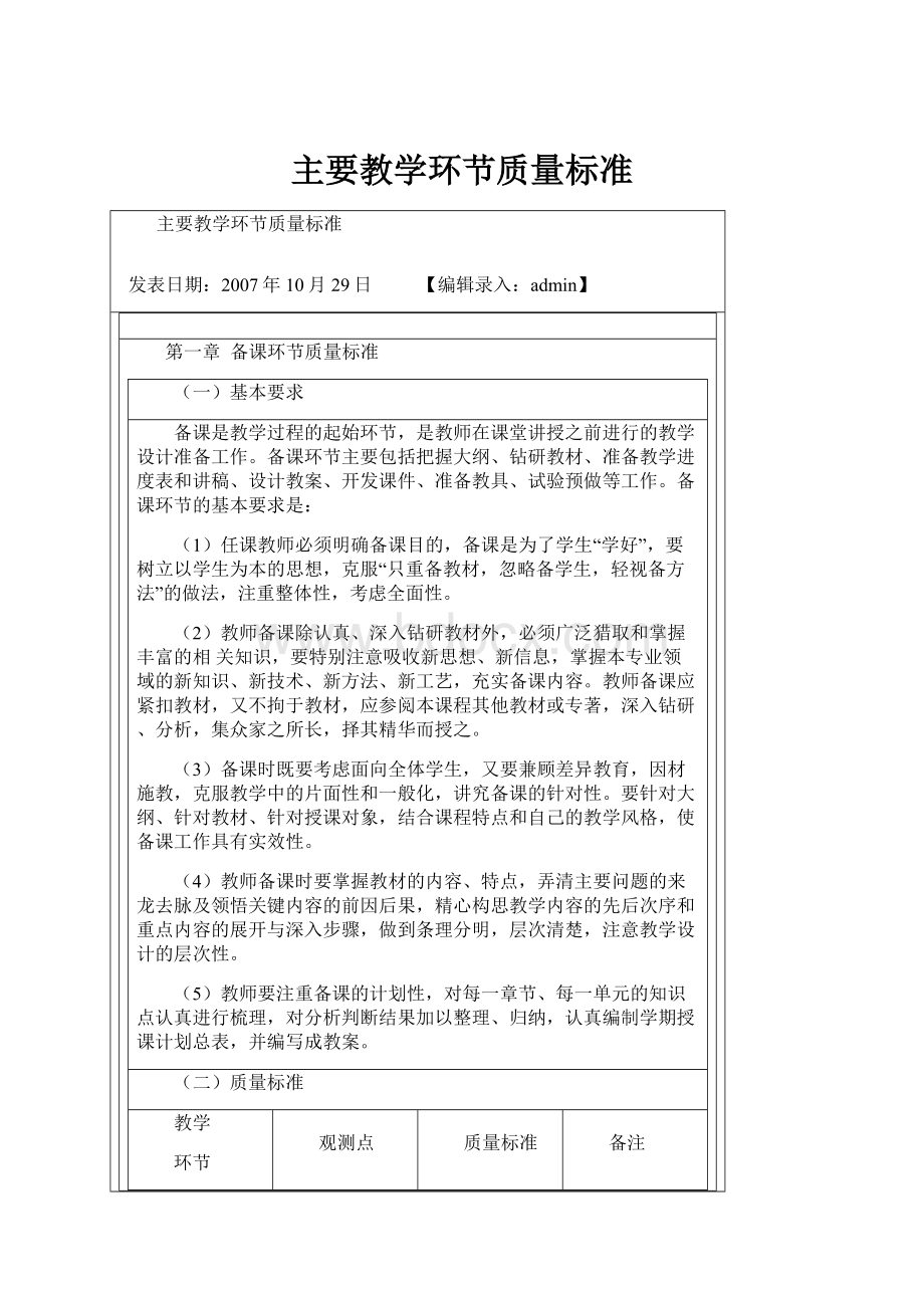 主要教学环节质量标准.docx_第1页