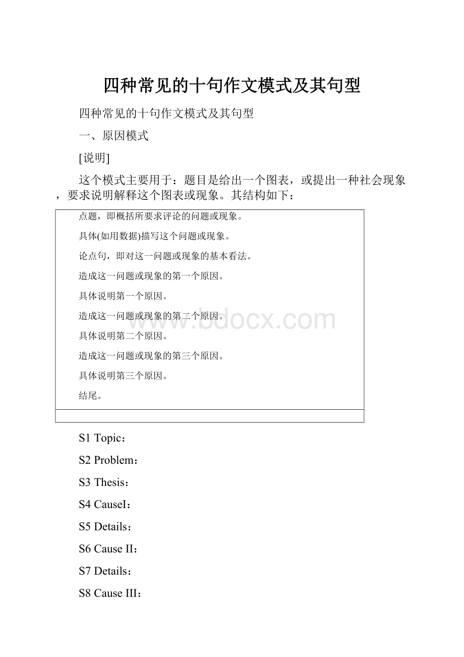 四种常见的十句作文模式及其句型.docx