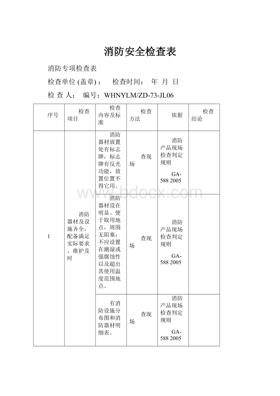 消防安全检查表.docx_第1页