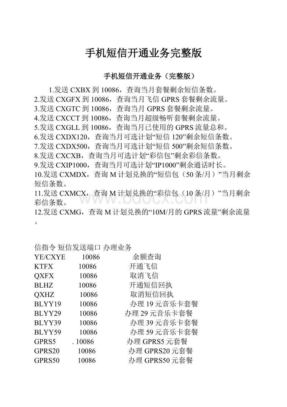 手机短信开通业务完整版.docx_第1页