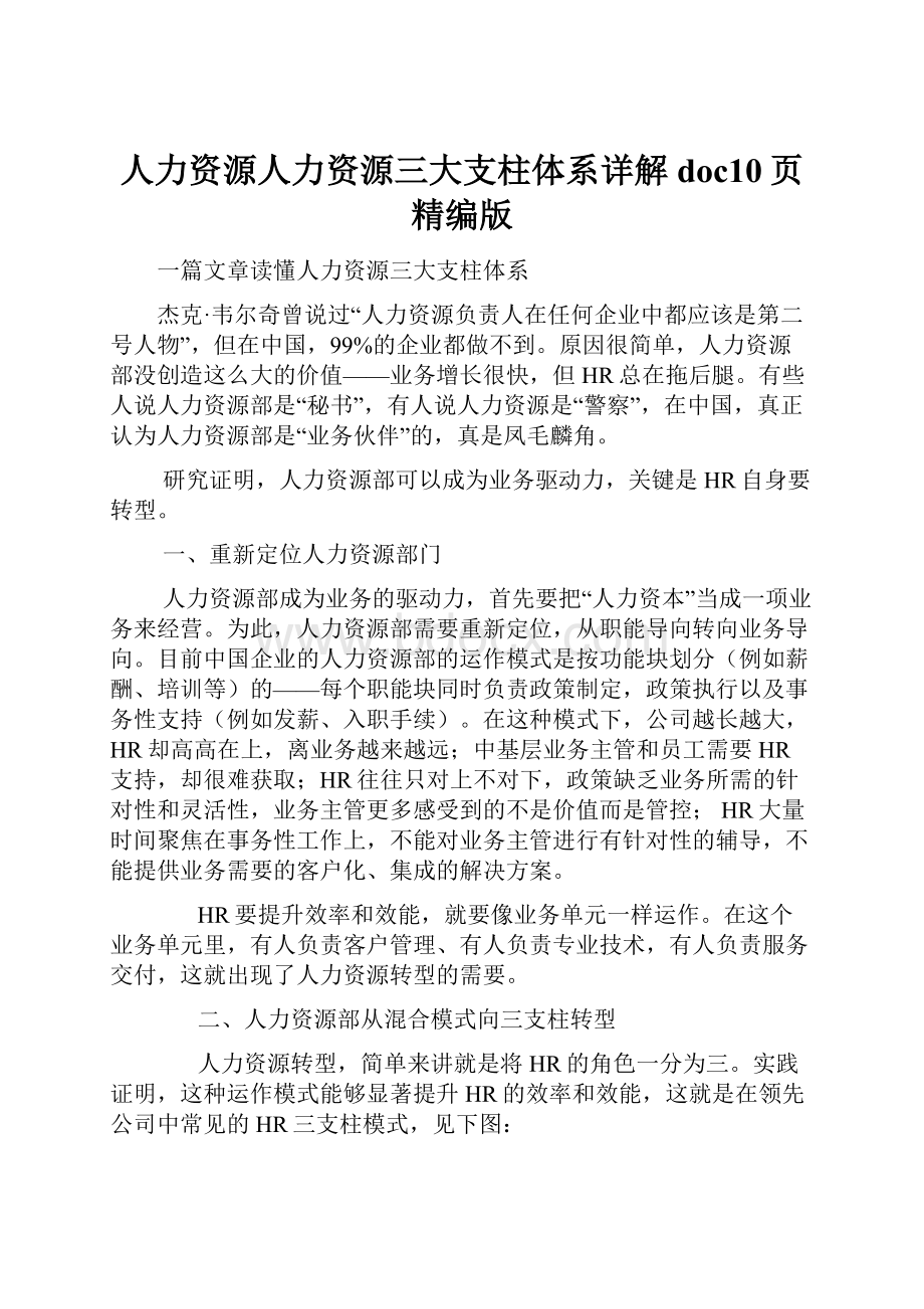 人力资源人力资源三大支柱体系详解doc10页精编版.docx_第1页