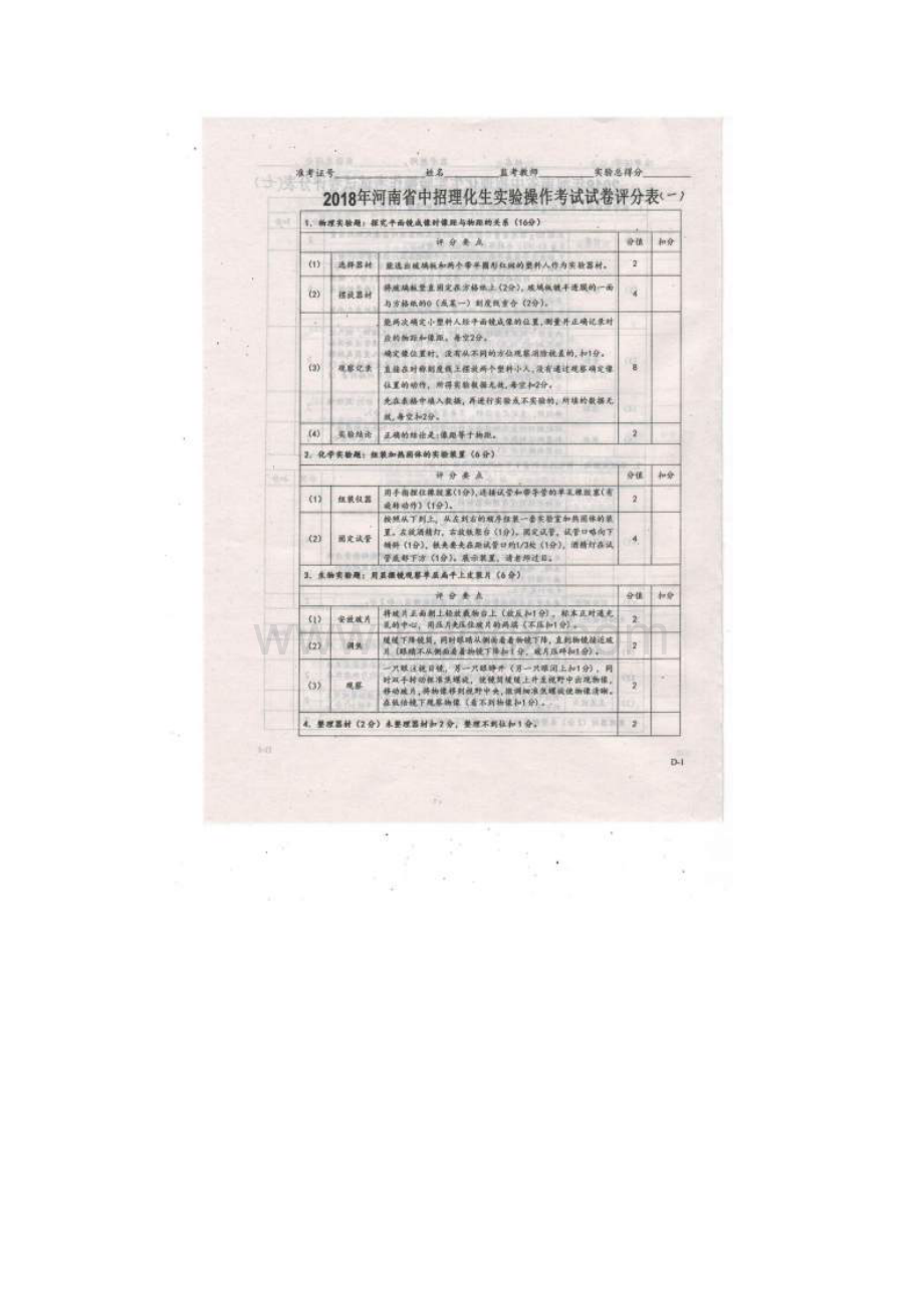 中招理化生实验操作试题及评分标准.docx_第2页