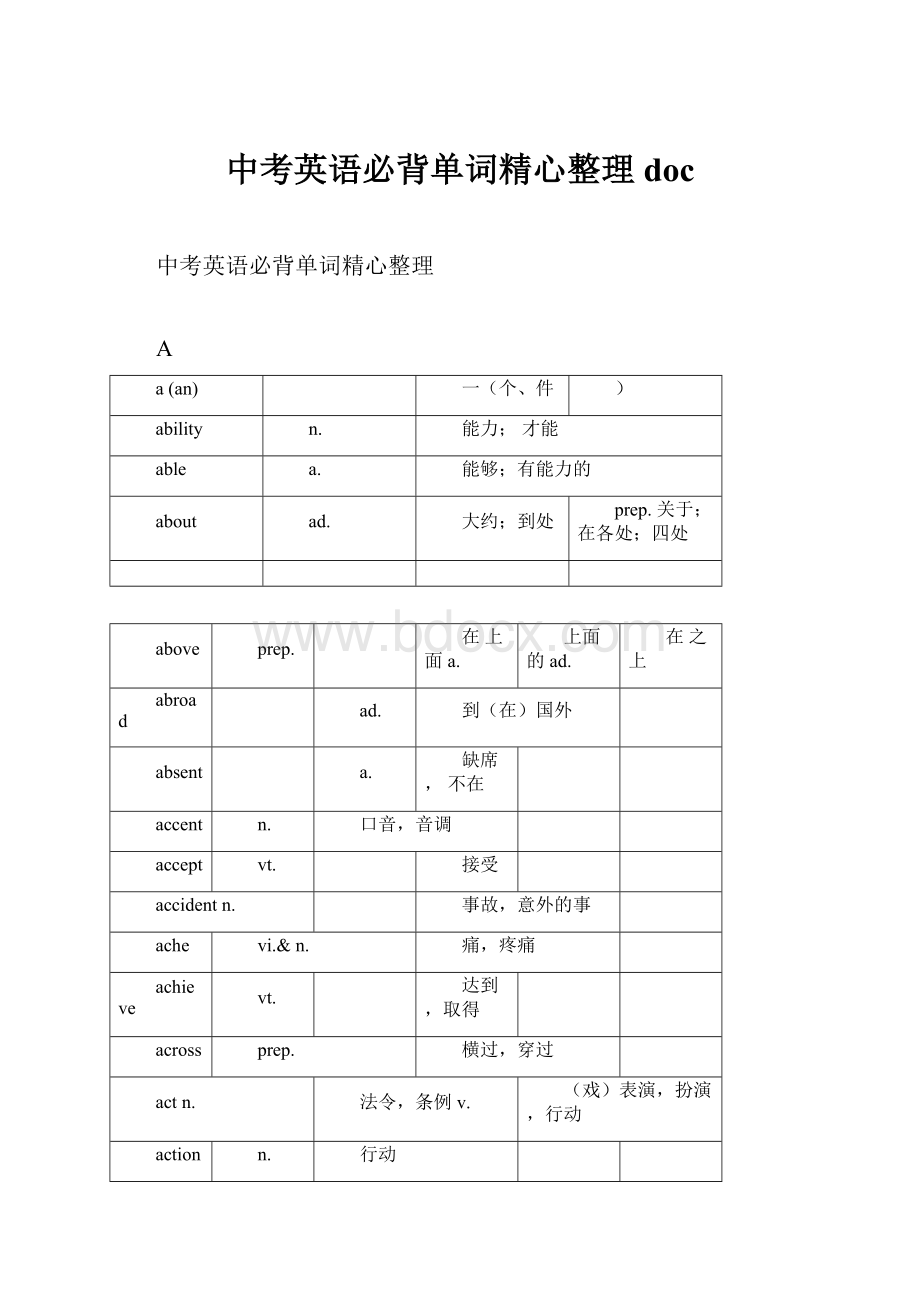 中考英语必背单词精心整理doc.docx_第1页