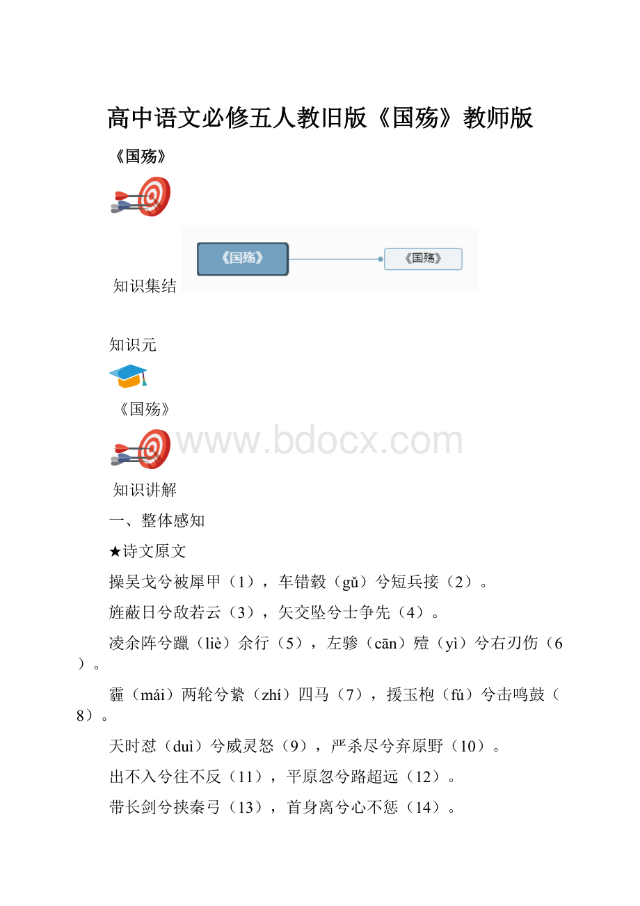 高中语文必修五人教旧版《国殇》教师版.docx_第1页