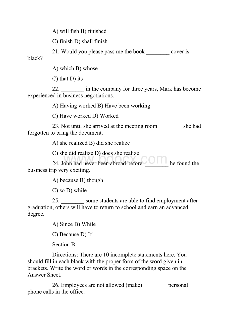 大学英语考试A级模拟试题及答案1.docx_第2页