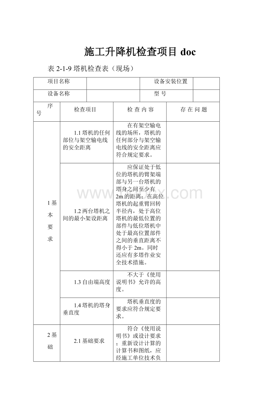 施工升降机检查项目doc.docx_第1页