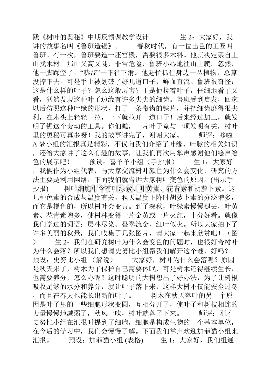 综合实践《树叶的奥秘》中期反馈课教学设计.docx_第3页