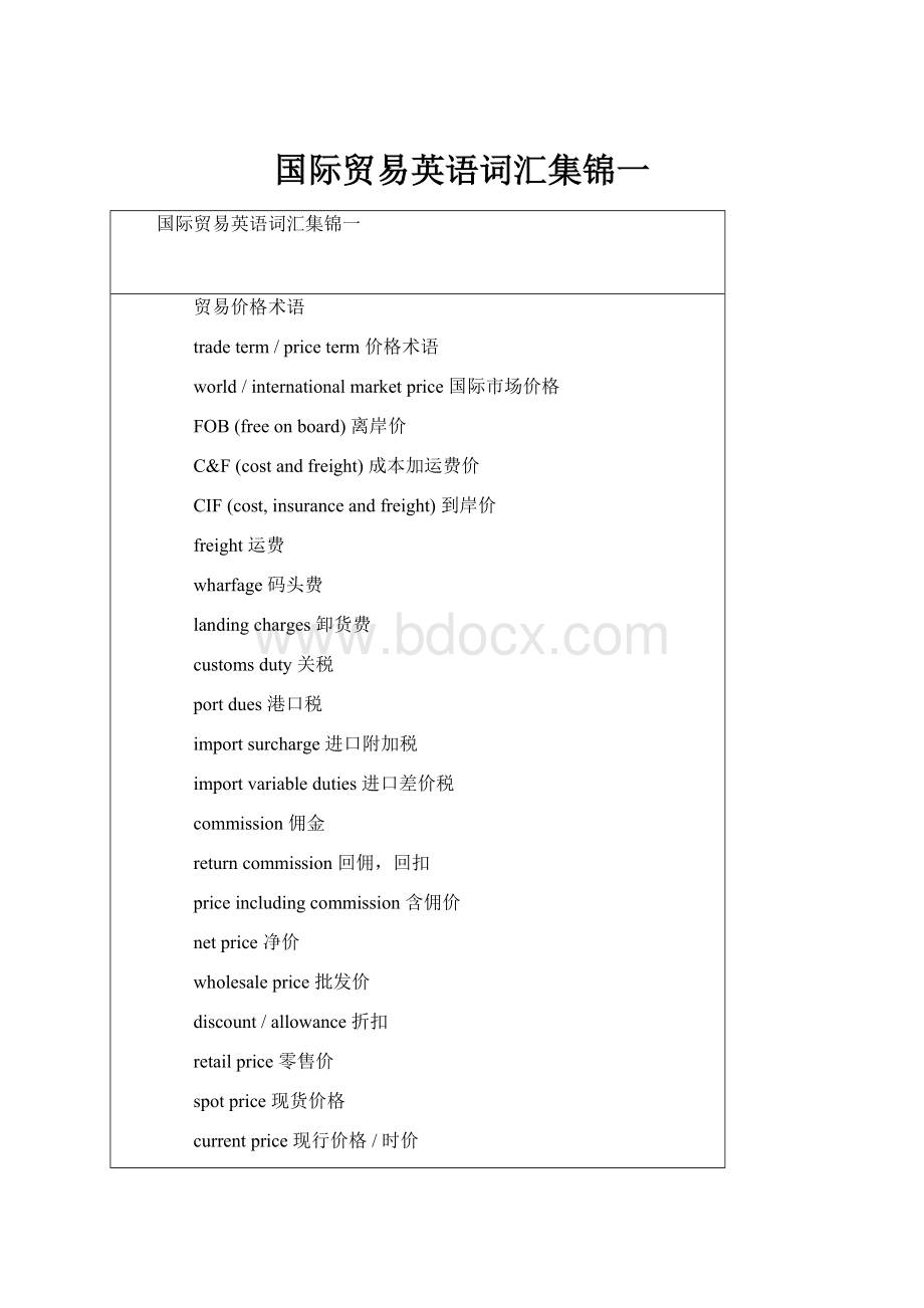 国际贸易英语词汇集锦一.docx_第1页