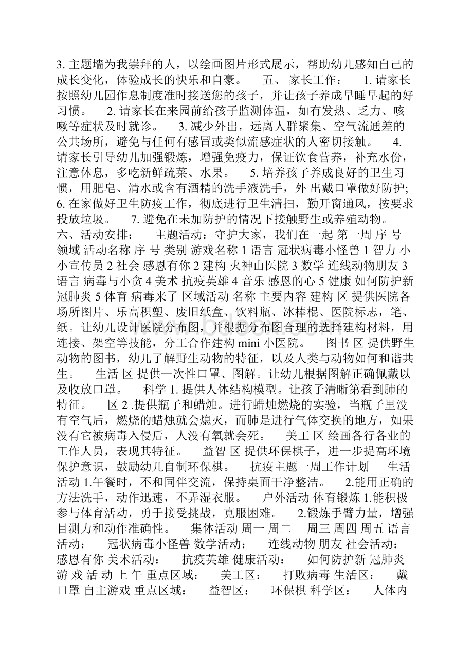 幼儿园防疫主题我们身边抗疫英雄主题计划+课程及主题反思.docx_第2页