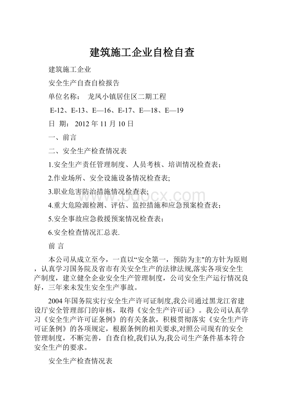 建筑施工企业自检自查.docx