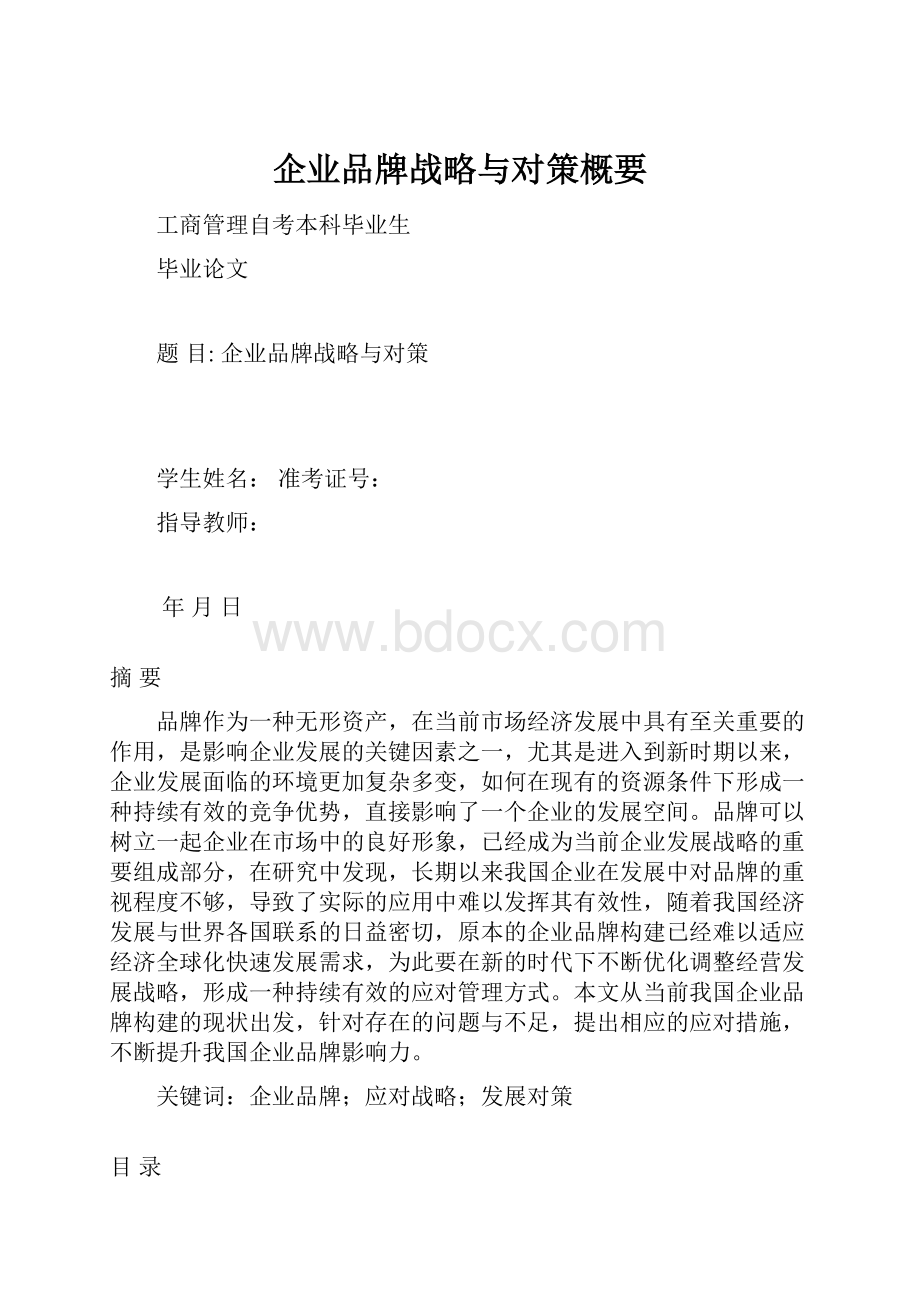 企业品牌战略与对策概要.docx