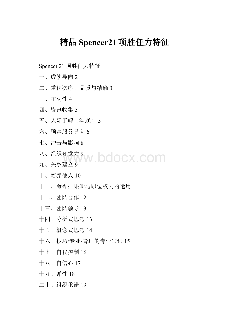 精品Spencer21项胜任力特征.docx