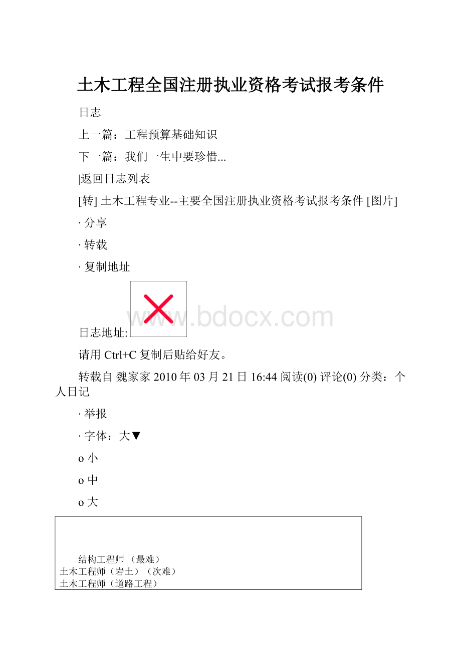 土木工程全国注册执业资格考试报考条件.docx