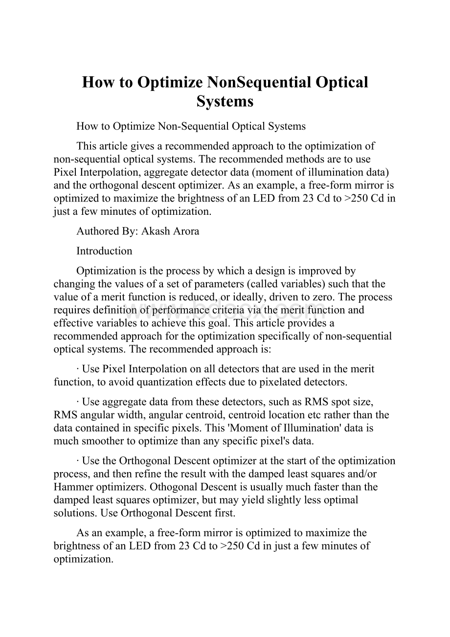 How to Optimize NonSequential Optical Systems.docx_第1页