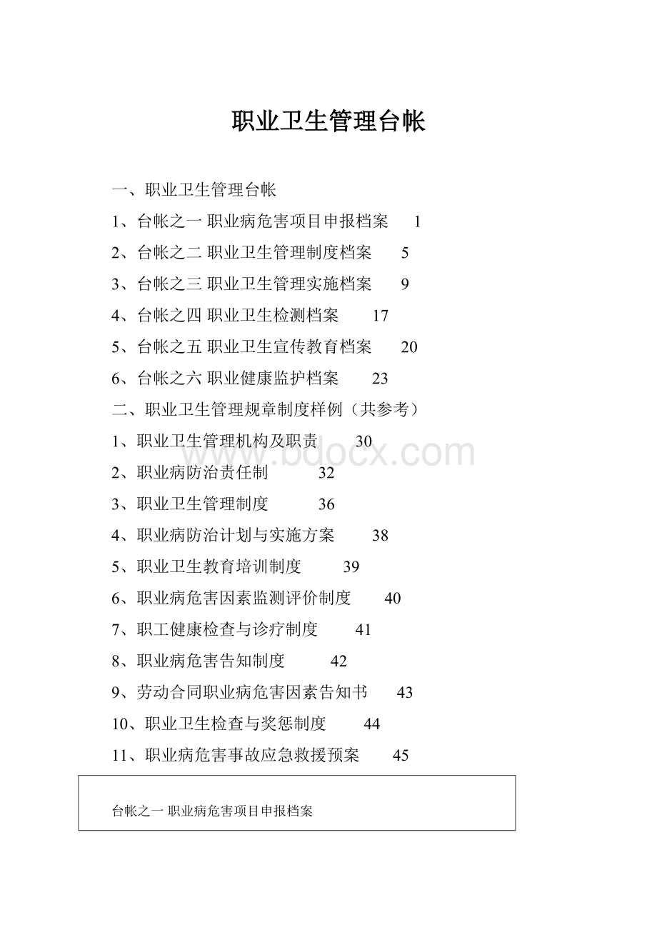 职业卫生管理台帐.docx_第1页