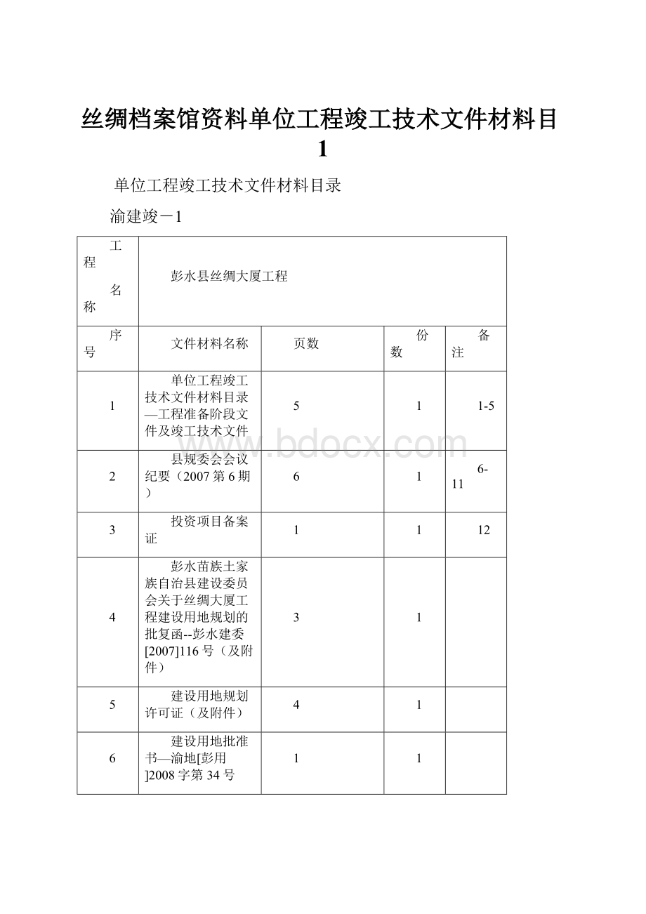 丝绸档案馆资料单位工程竣工技术文件材料目1.docx