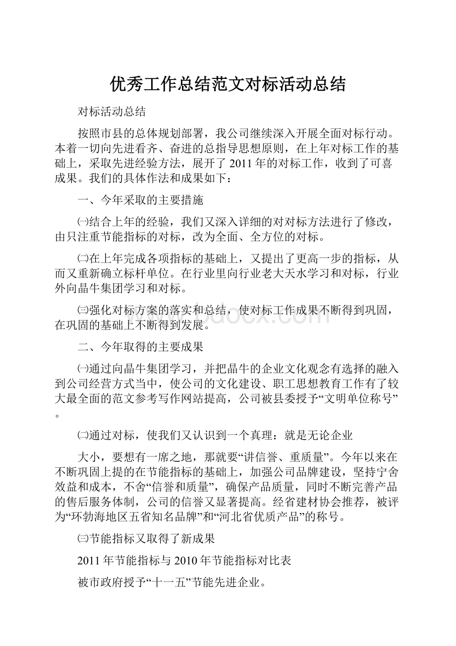 优秀工作总结范文对标活动总结.docx