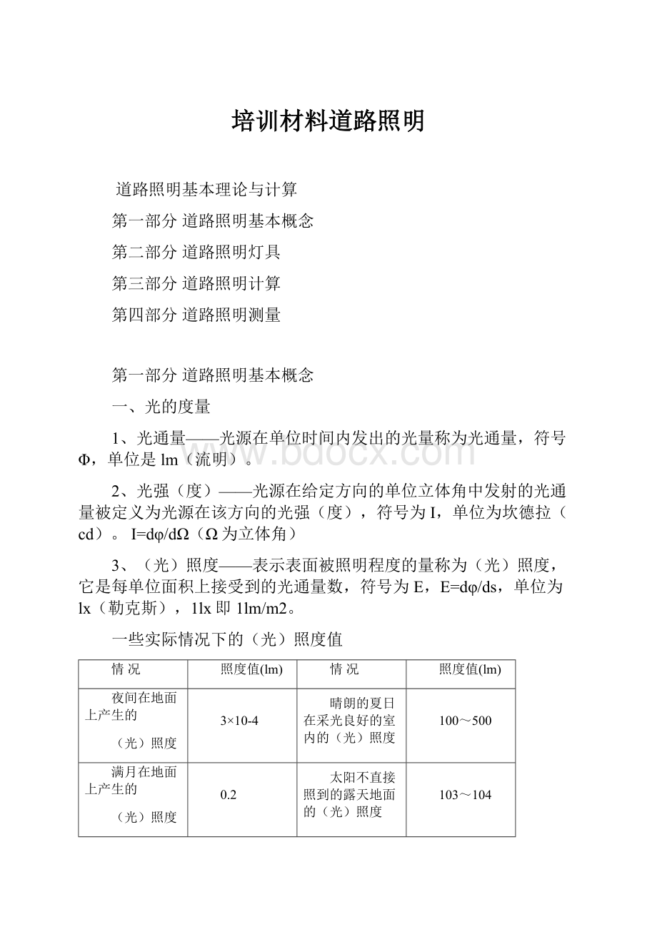 培训材料道路照明.docx