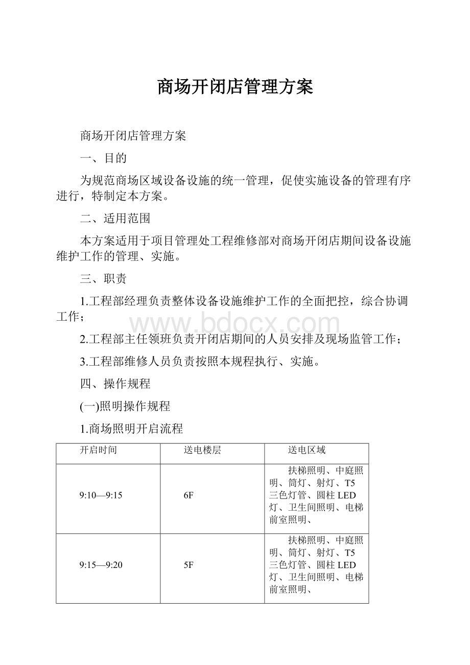 商场开闭店管理方案.docx