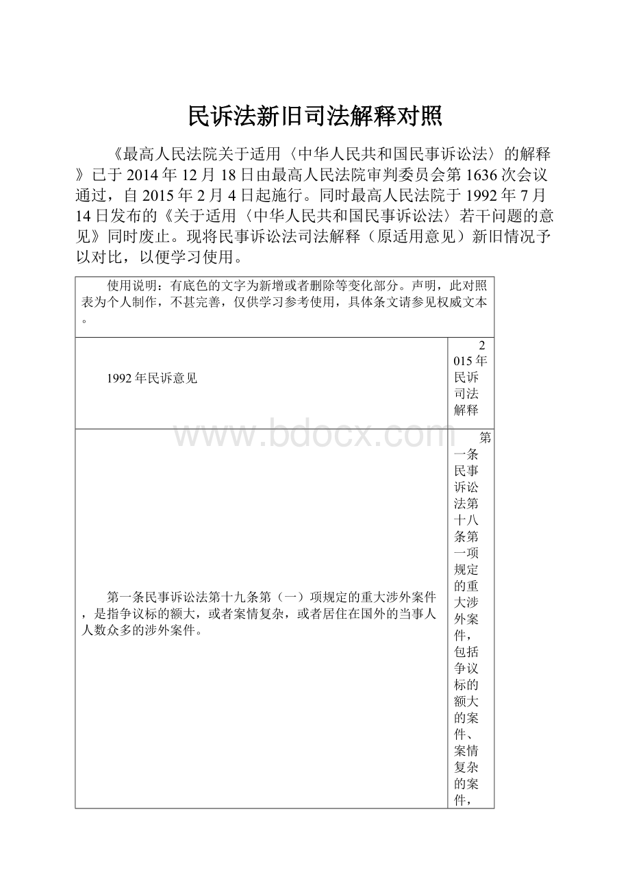 民诉法新旧司法解释对照.docx_第1页