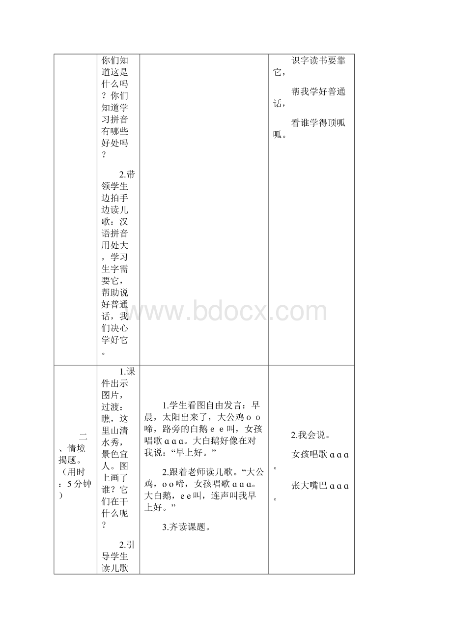 新人教版小学一年级汉语拼音教案表格式.docx_第2页