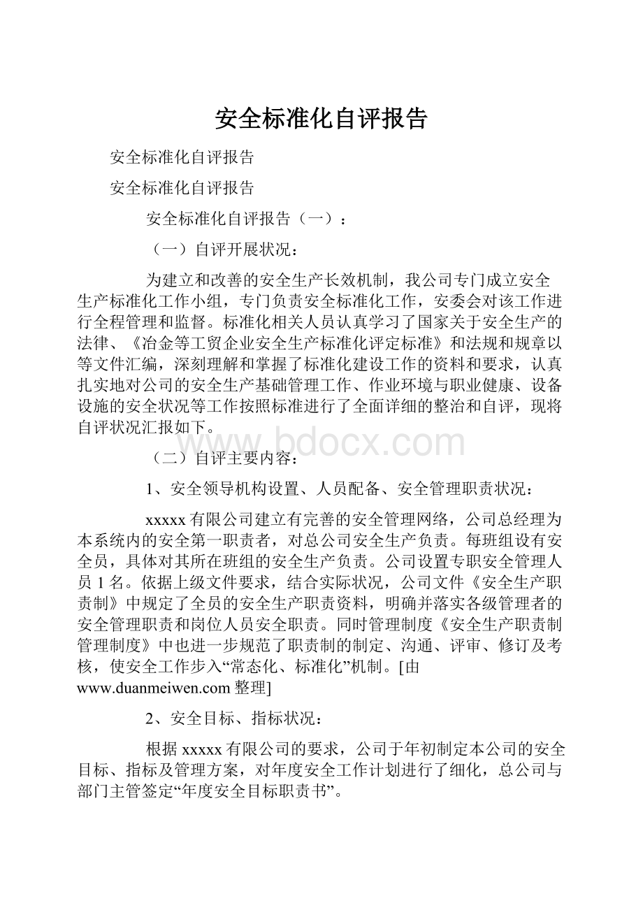 安全标准化自评报告.docx_第1页