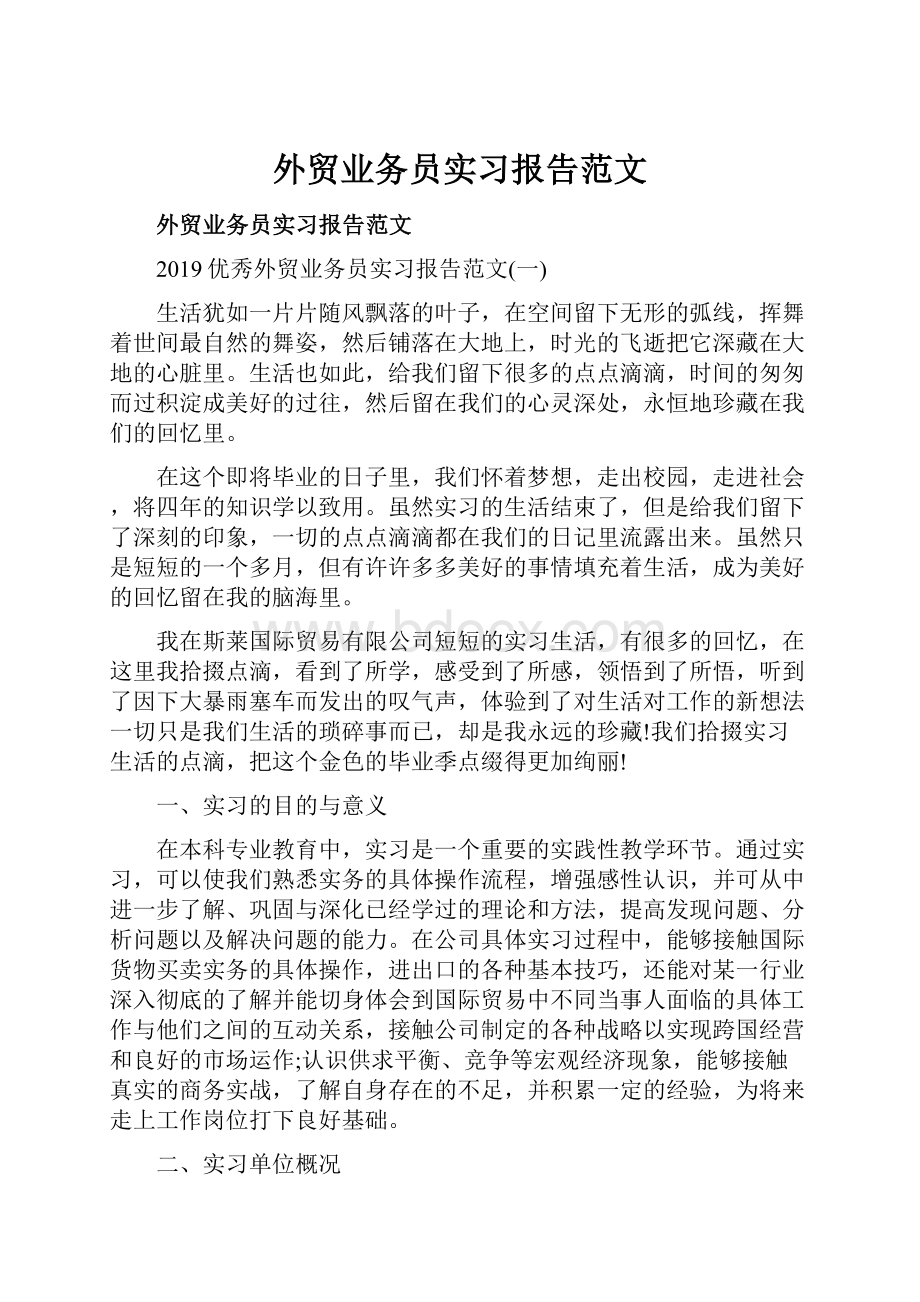 外贸业务员实习报告范文.docx_第1页