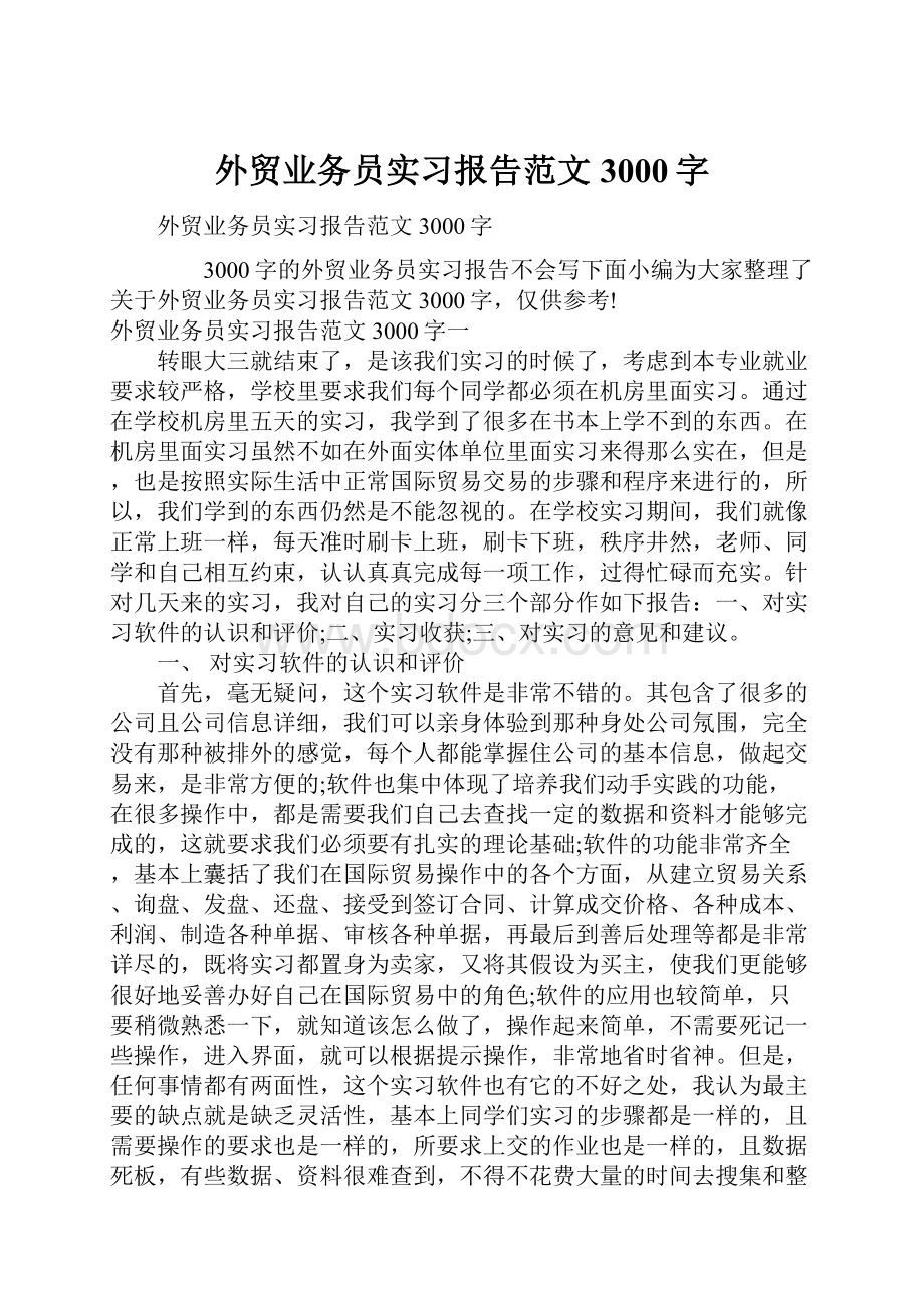 外贸业务员实习报告范文3000字.docx