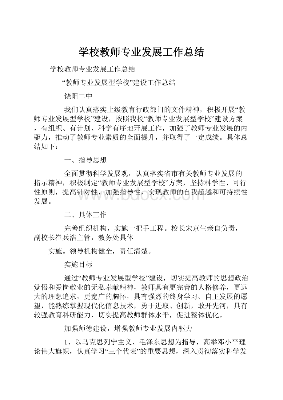 学校教师专业发展工作总结.docx