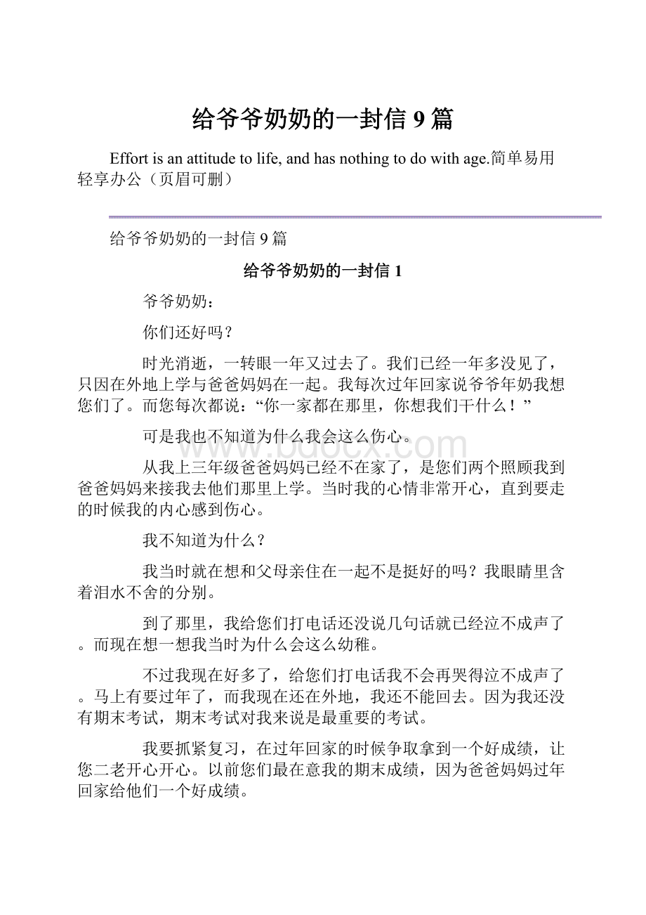 给爷爷奶奶的一封信9篇.docx