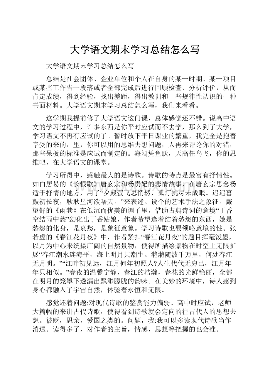 大学语文期末学习总结怎么写.docx