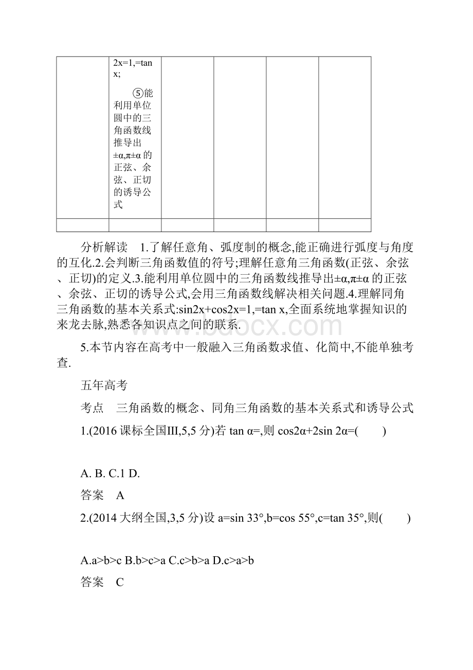 届高三理科数学五年高考三年模拟分类汇编解析版第4章 基本初等函数Ⅱ三角函数.docx_第3页