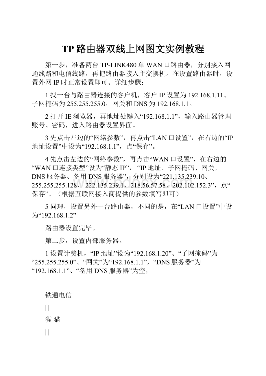 TP路由器双线上网图文实例教程.docx