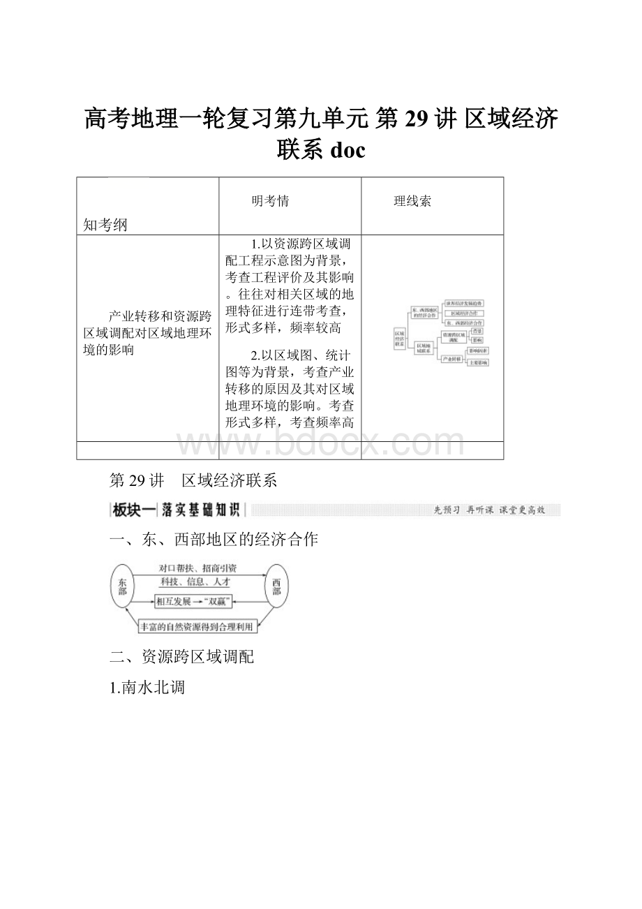 高考地理一轮复习第九单元 第29讲 区域经济联系doc.docx