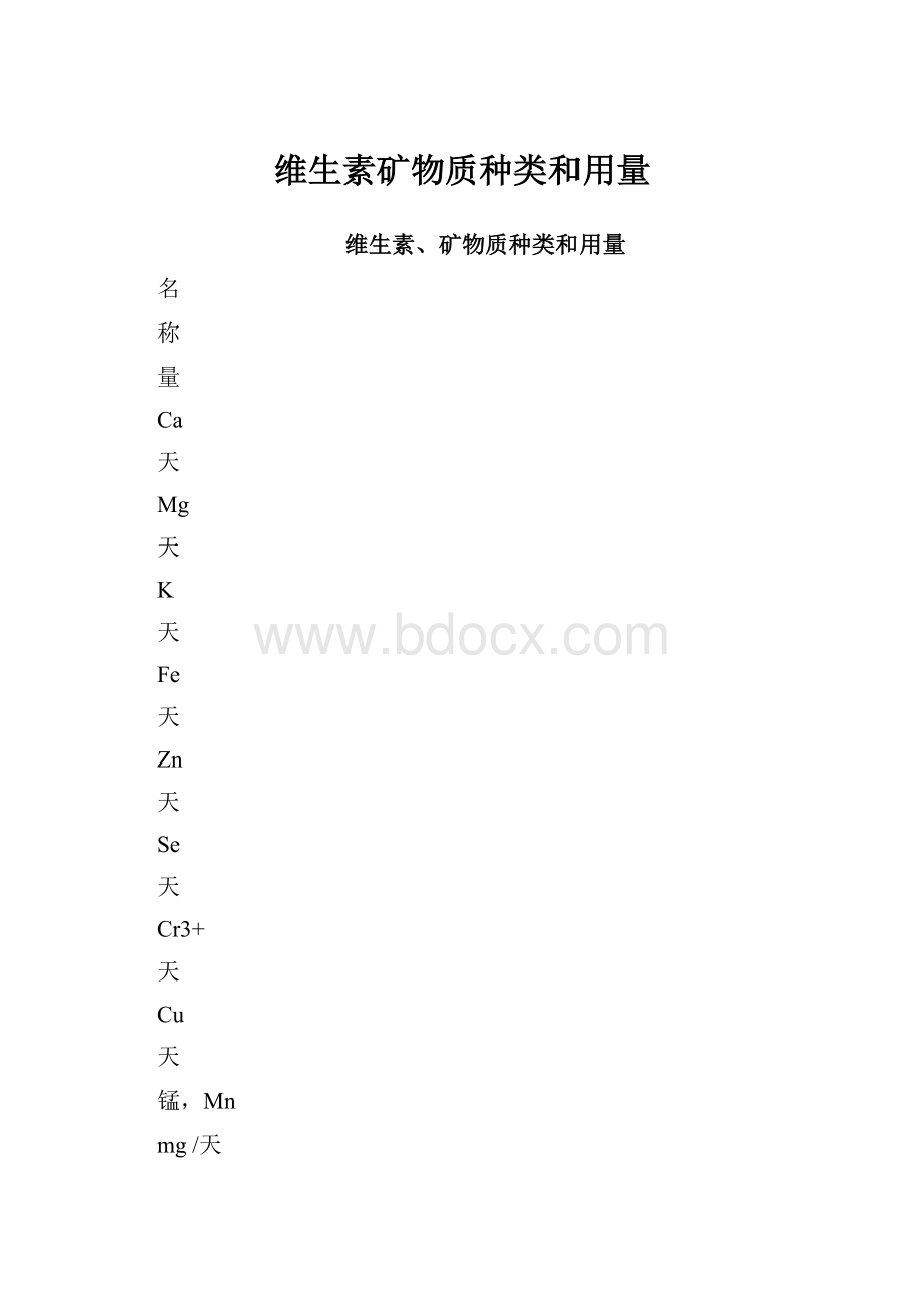 维生素矿物质种类和用量.docx_第1页