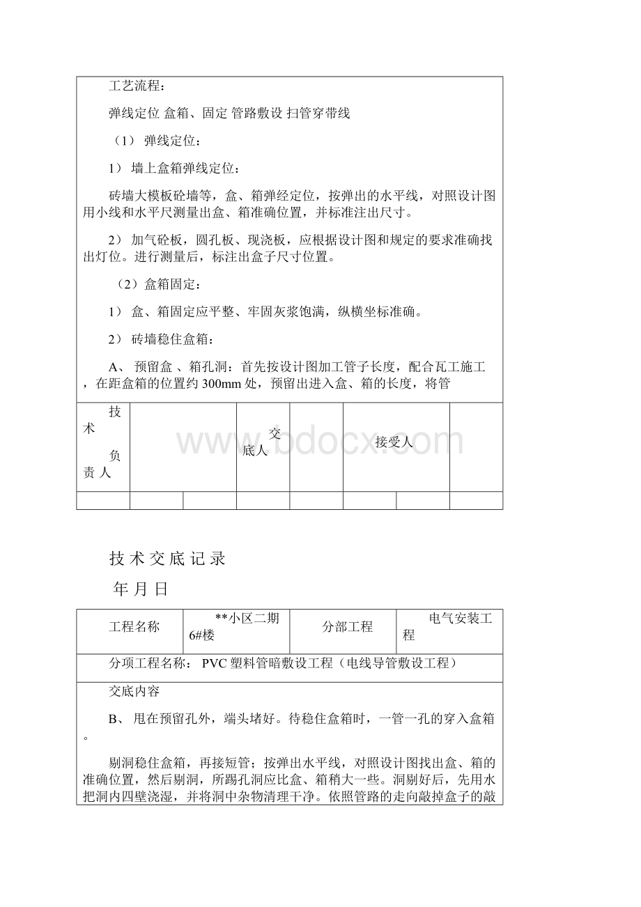 PVC塑料管暗敷设工程技术交底记录.docx_第2页