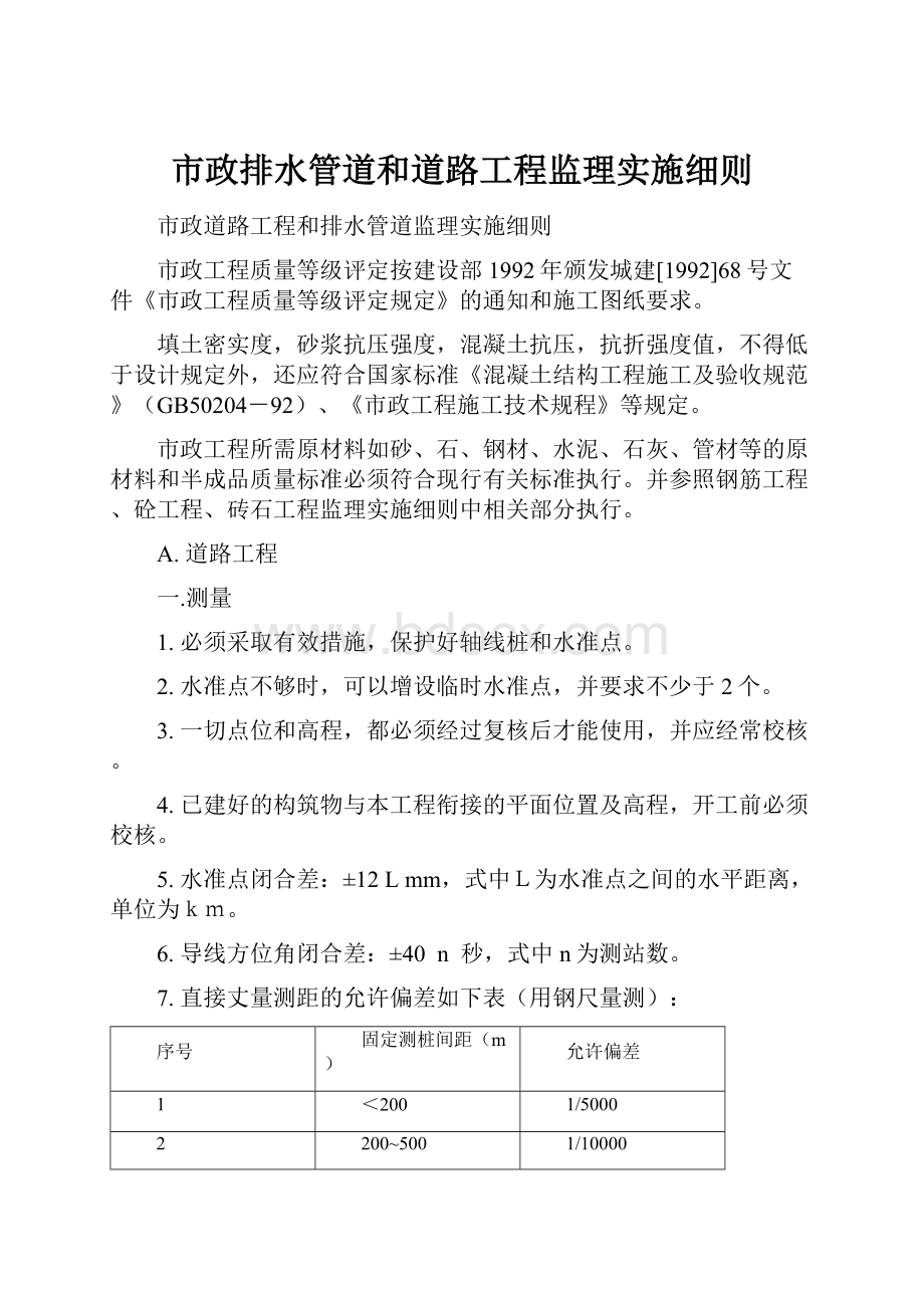 市政排水管道和道路工程监理实施细则.docx