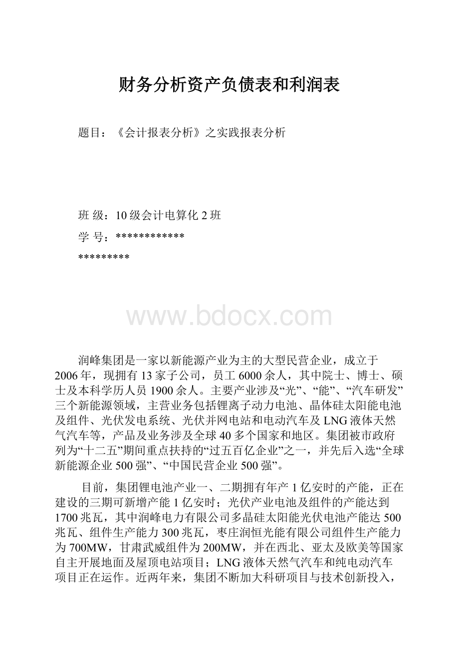 财务分析资产负债表和利润表.docx_第1页