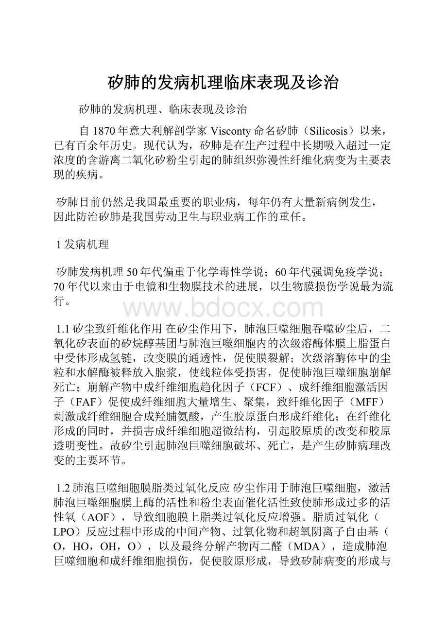 矽肺的发病机理临床表现及诊治.docx