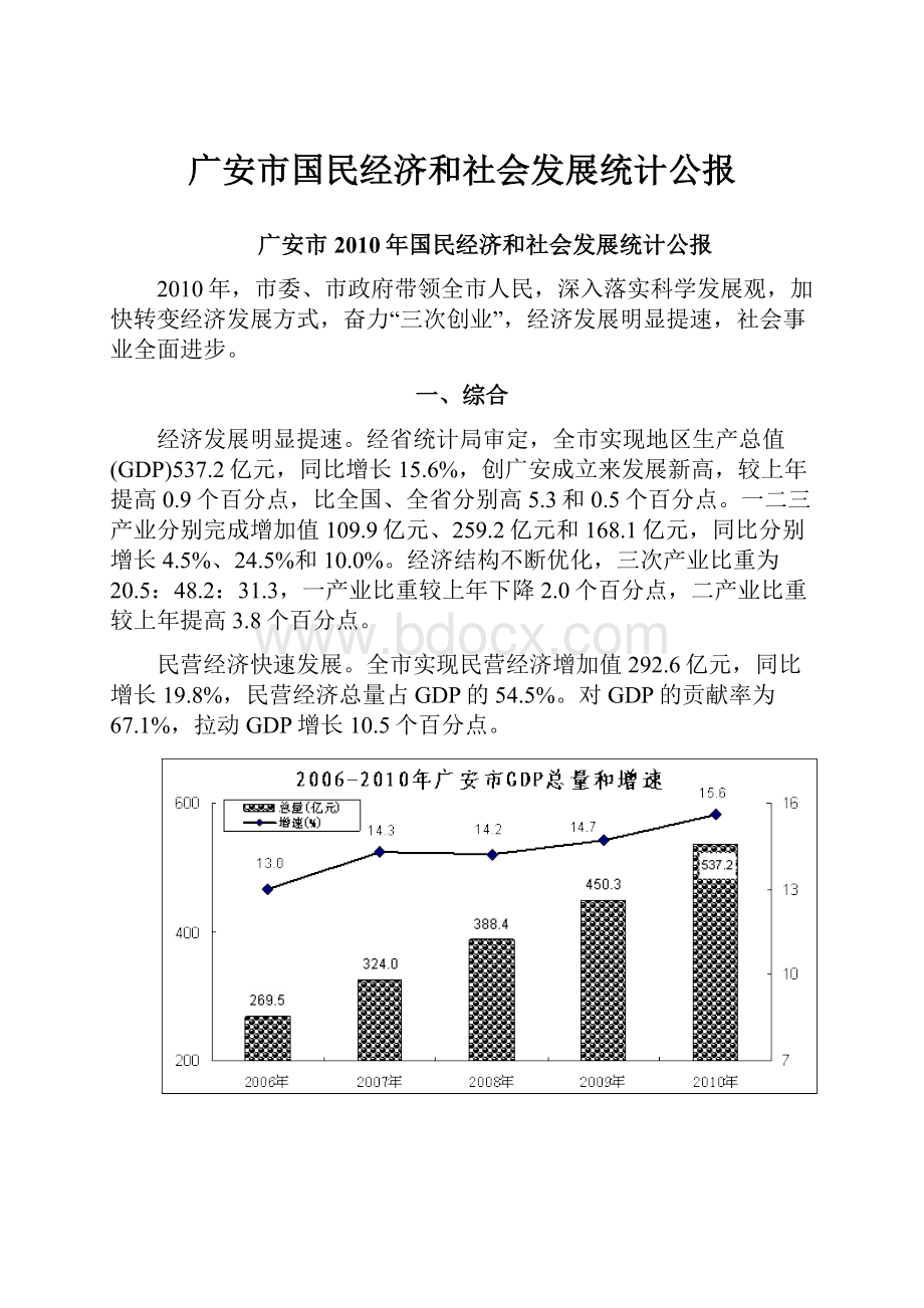 广安市国民经济和社会发展统计公报.docx