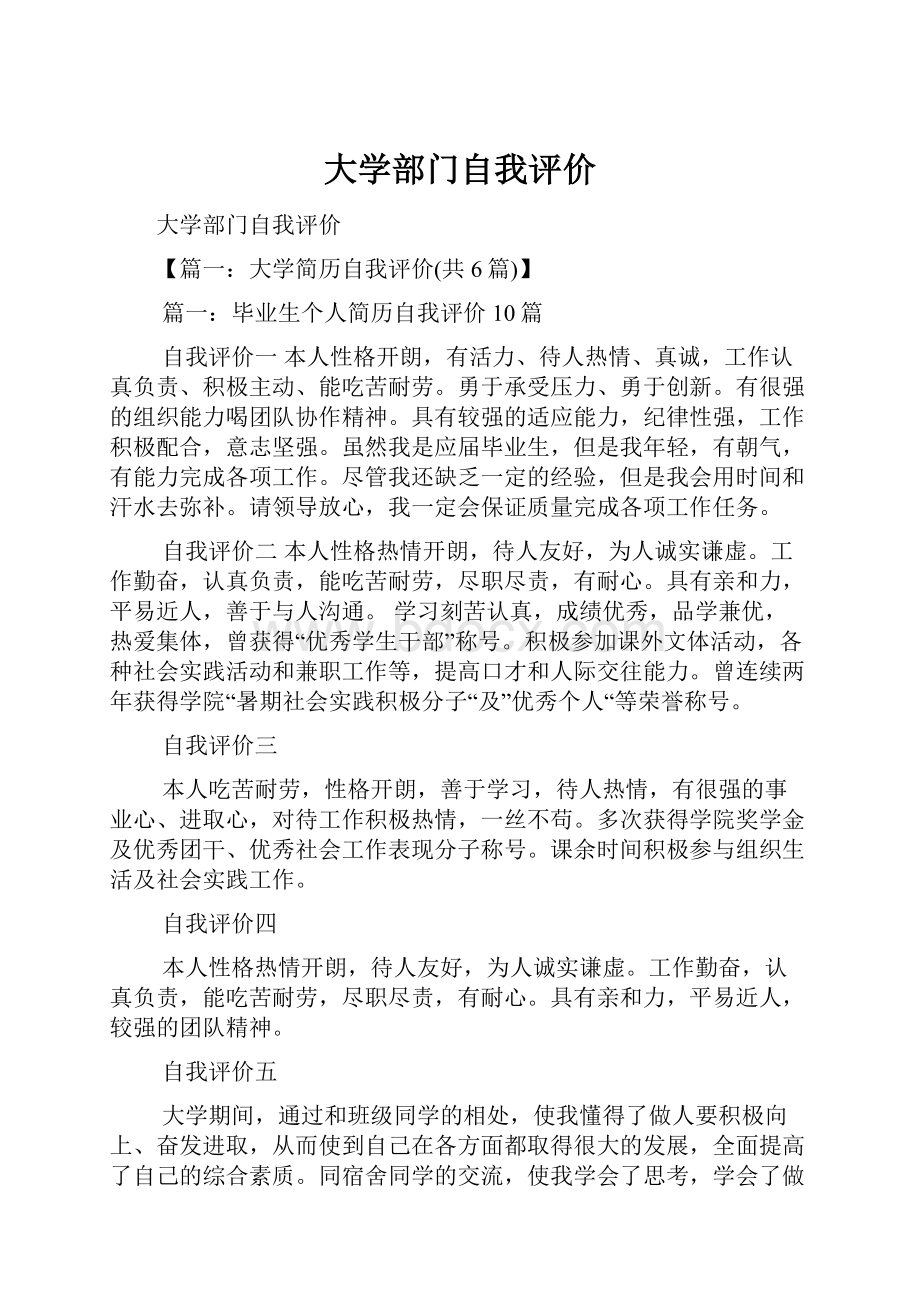 大学部门自我评价.docx