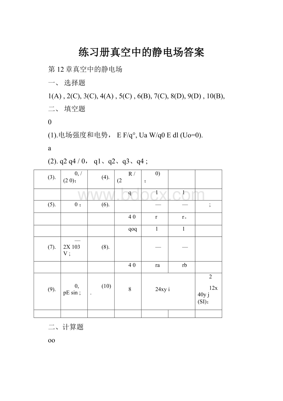 练习册真空中的静电场答案.docx_第1页