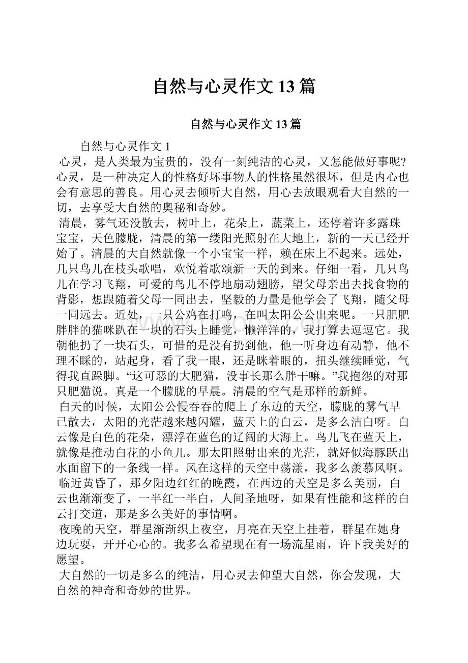 自然与心灵作文13篇.docx