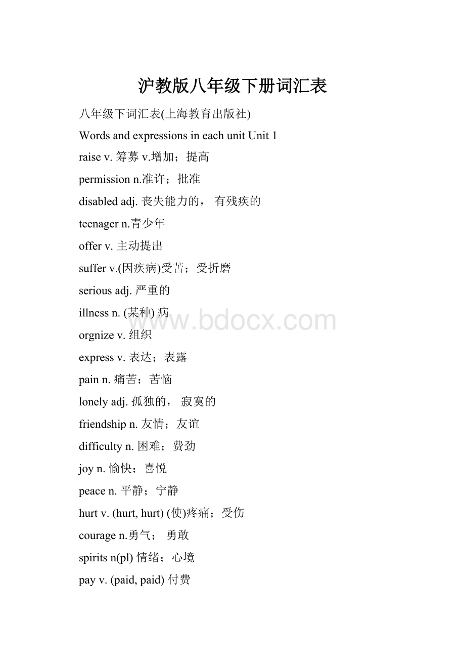 沪教版八年级下册词汇表.docx_第1页