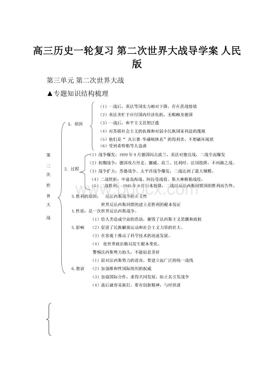 高三历史一轮复习 第二次世界大战导学案 人民版.docx