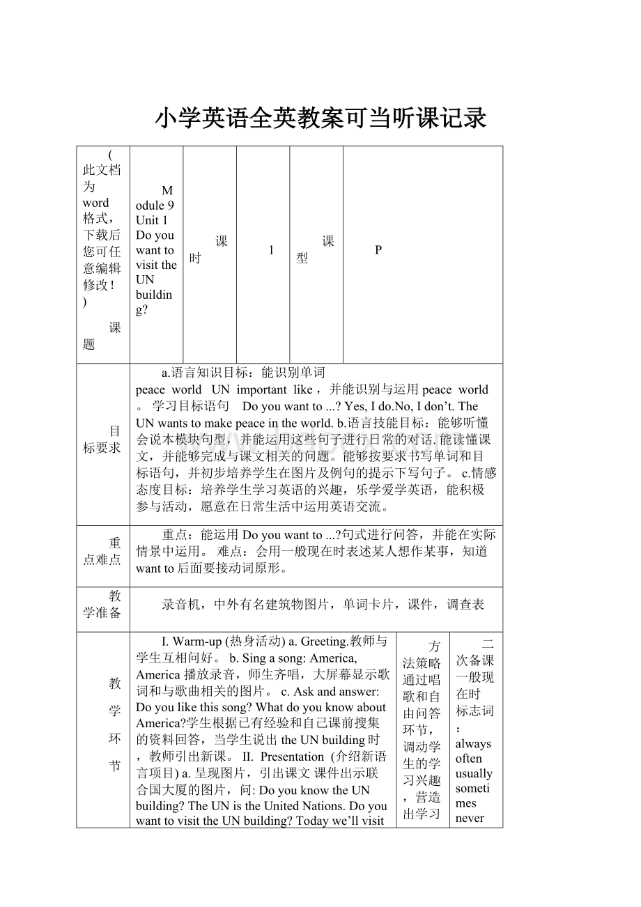 小学英语全英教案可当听课记录.docx