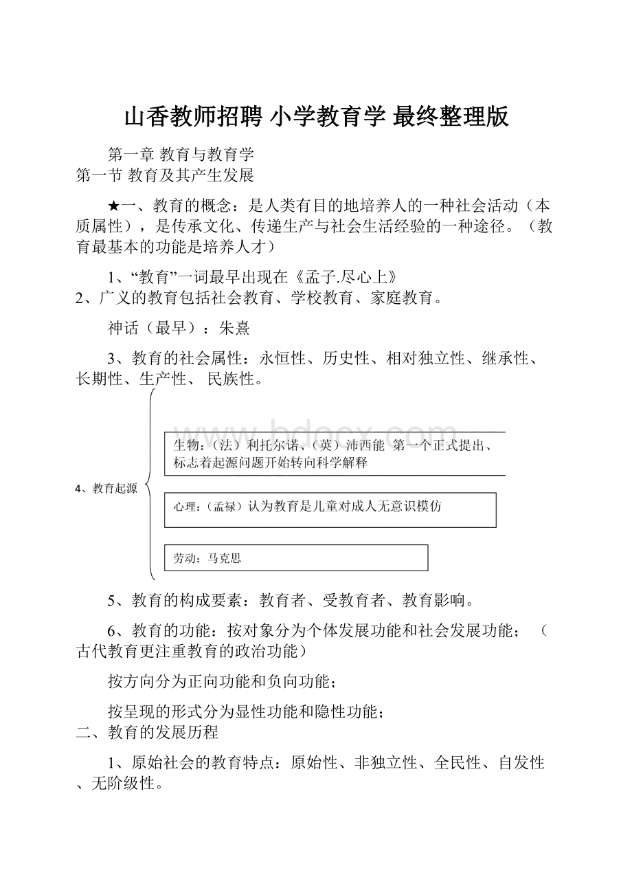 山香教师招聘 小学教育学 最终整理版.docx