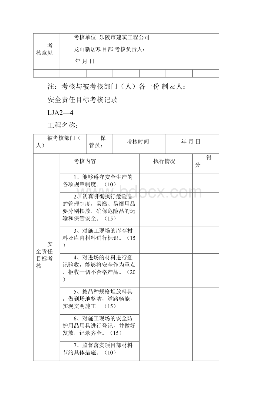 安全责任目标考核记录A.docx_第2页